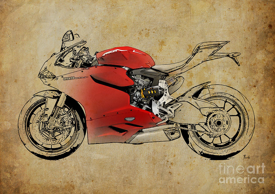 Motorcycle Mixed Media - Ducati 1199 Panigale R WSBK 2013 by Drawspots Illustrations
