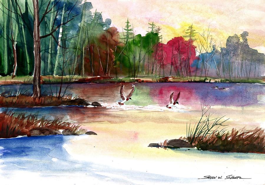 Duck Painting - Duck Lake #1 by Steven Schultz