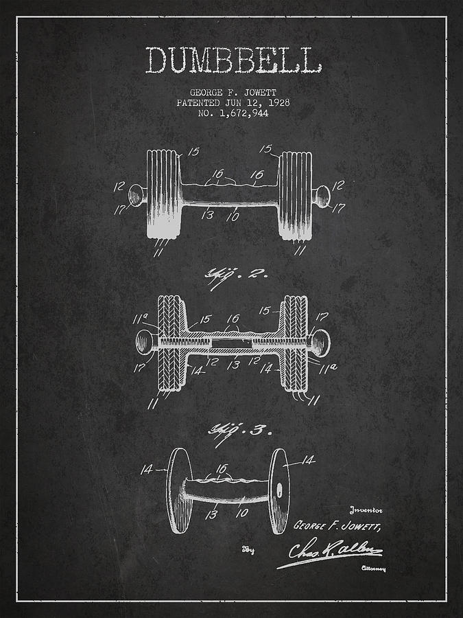 Dumbbell Patent Drawing From 1927 Digital Art