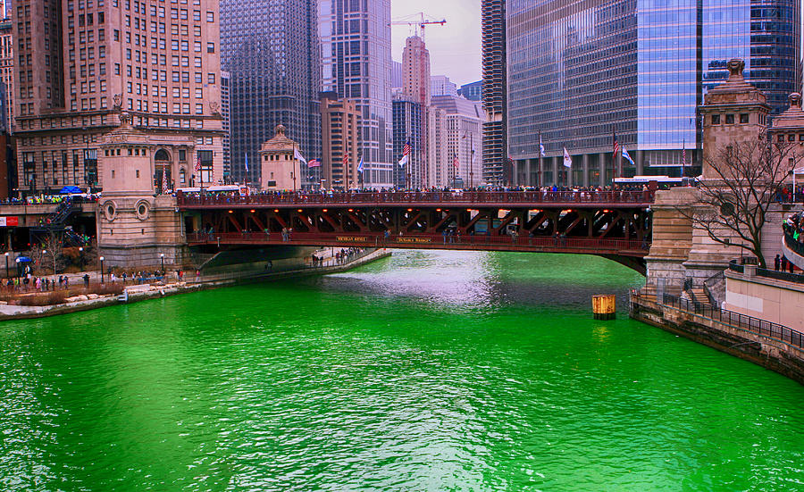Dyeing The Chicago River Green Photograph by Jerome Lynch Fine Art