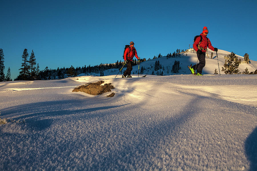 Nature Photograph - Early Morning Ski On Donner Summit #1 by Ryan Salm Photography