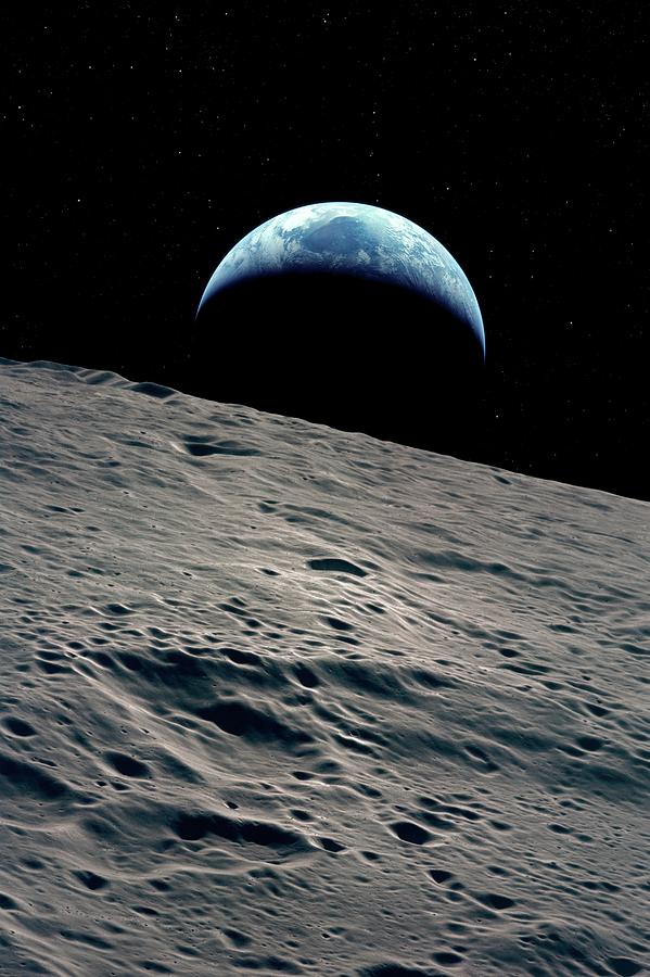 Earthrise Over The Moon #1 Photograph by Detlev Van Ravenswaay