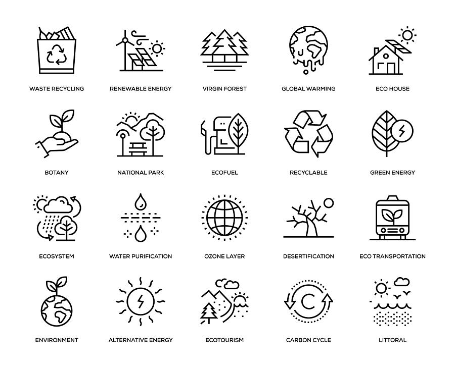 Ecology Icon Set Drawing by Enis Aksoy