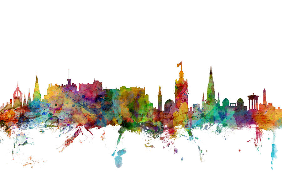 City Digital Art - Edinburgh Scotland Skyline #1 by Michael Tompsett