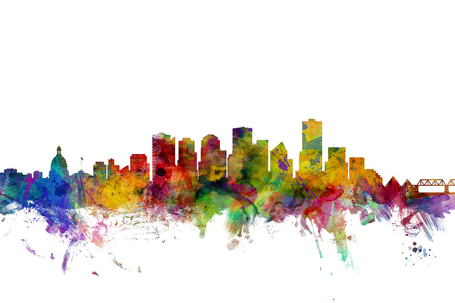 City Digital Art - Edmonton Canada Skyline #1 by Michael Tompsett