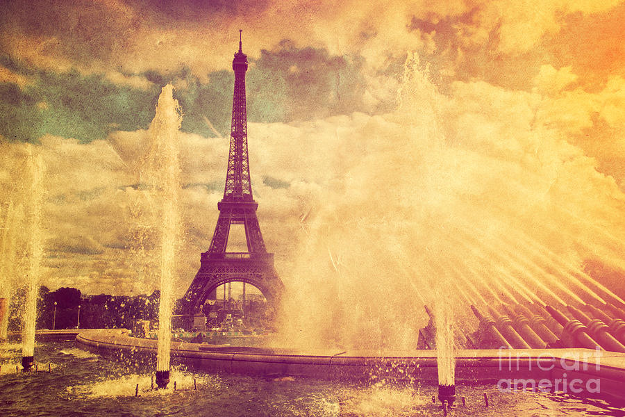 Eiffel Tower In Paris Fance In Retro Style Photograph