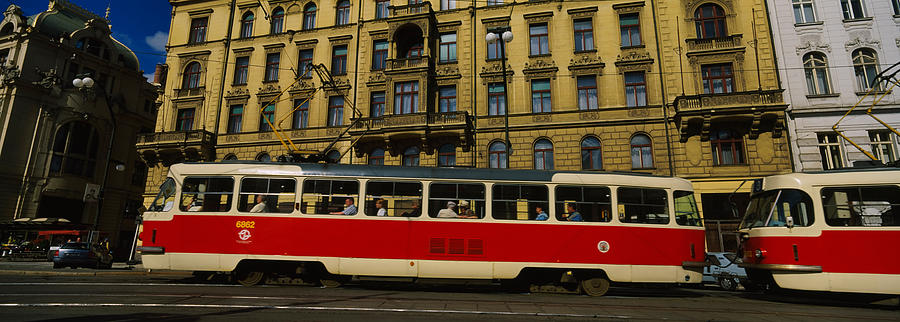 Architecture Photograph - Electric Train On A Street, Prague #1 by Panoramic Images