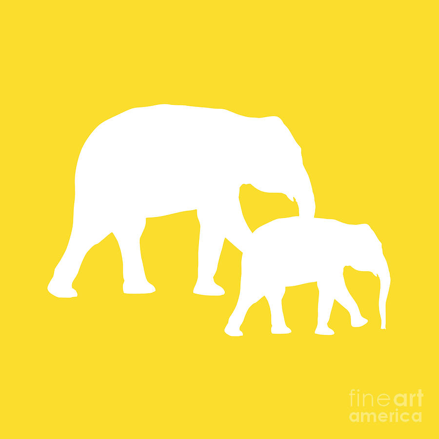 Animal Digital Art - Elephant in Golden and White #1 by Jackie Farnsworth