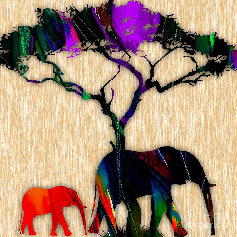 Elephant Painting #1 Mixed Media by Marvin Blaine