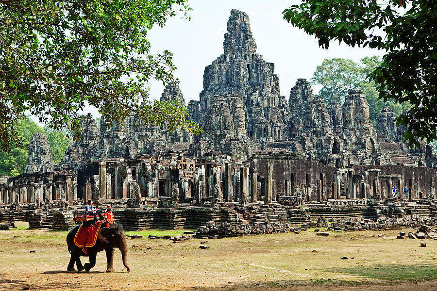 Elephant Ride At The Bayon, Angkor Wat #1 Photograph by John W Banagan