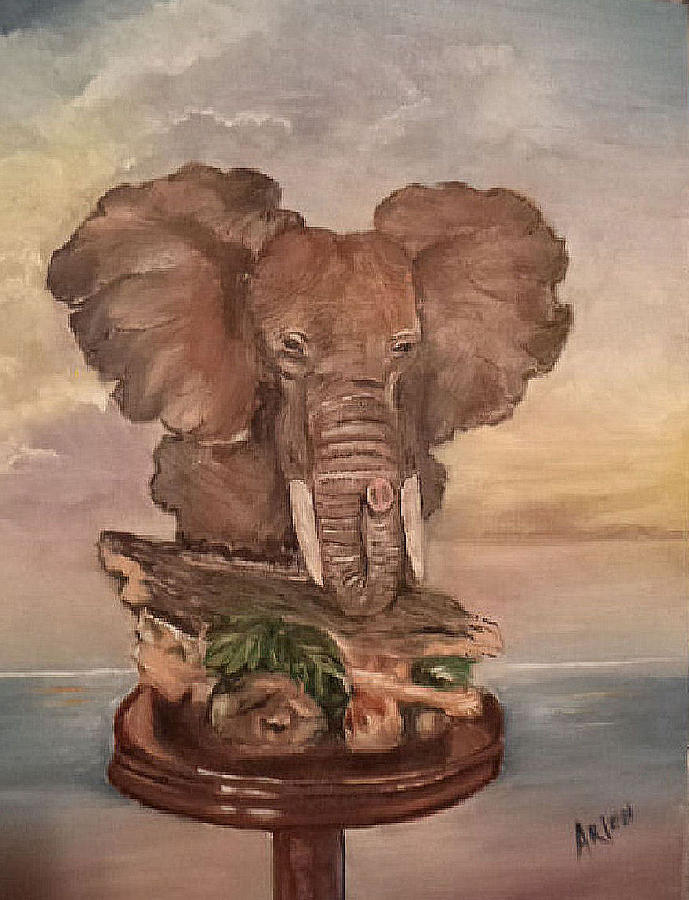 Elephant Trophy #1 Painting by Arlen Avernian - Thorensen
