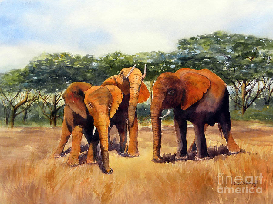 Elephants #1 Painting by Hilda Vandergriff