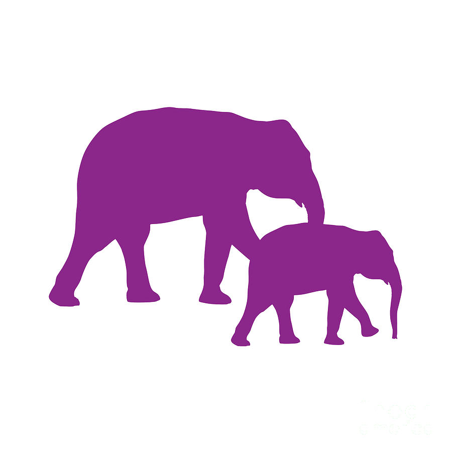 Elephants in Purple and White Digital Art by Jackie Farnsworth