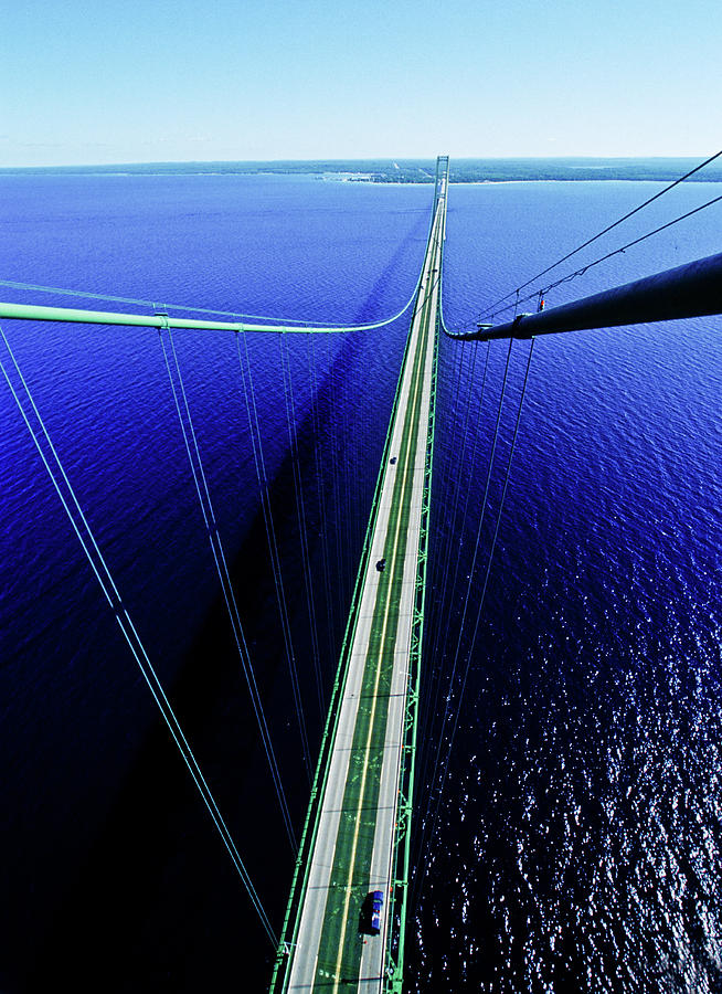 Elevated View Of Mackinac Bridge #1 Photograph by Panoramic Images