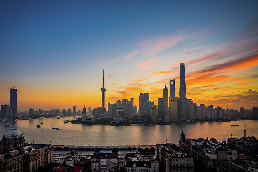 Elevated View Of Shanghai Skyline At #1 Photograph by Yongyuan Dai