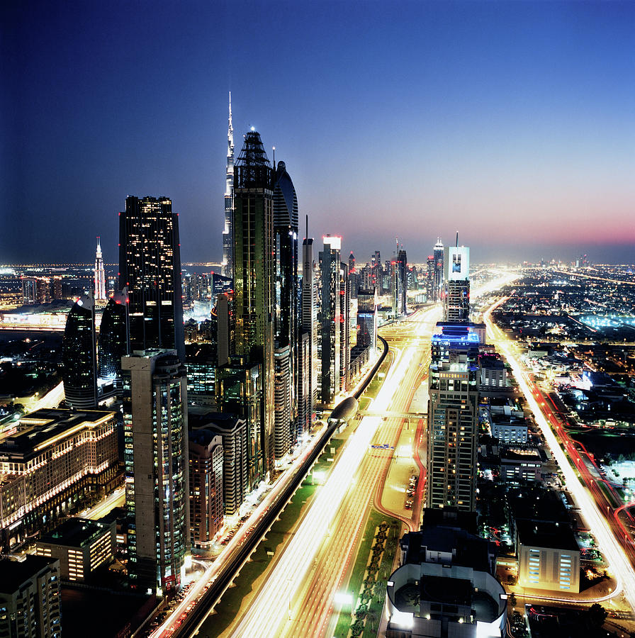 Elevated View Of Sheikh Zayed Road And #1 Photograph by Gary Yeowell