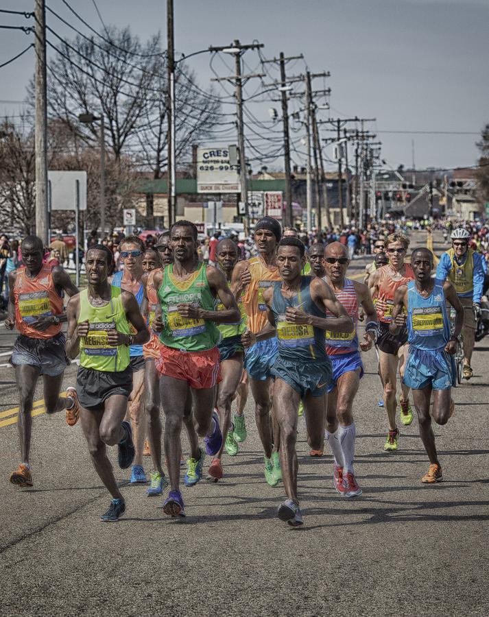 Elite Men at the Boston Marathon #1 Photograph by John Hoey