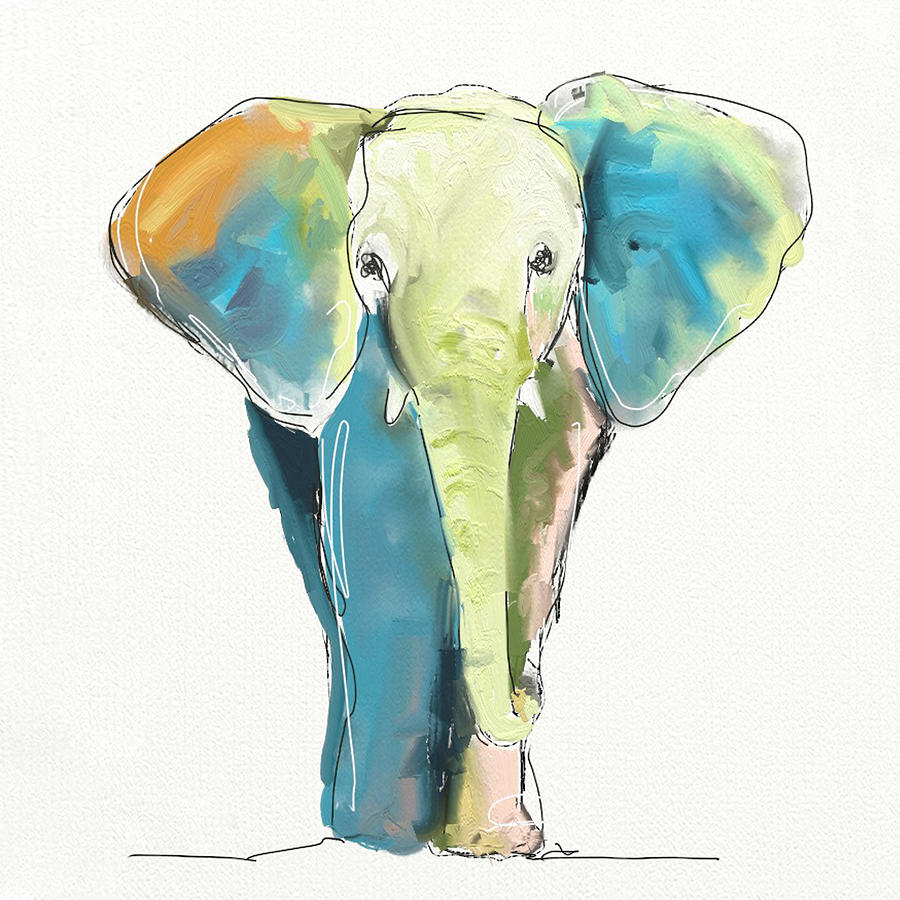 Elephant Painting - Ellie by Cathy Walters