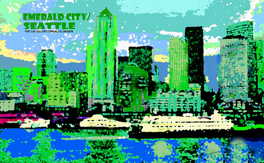 Seattle Digital Art - Emerald City Seattle #1 by Michael Moore