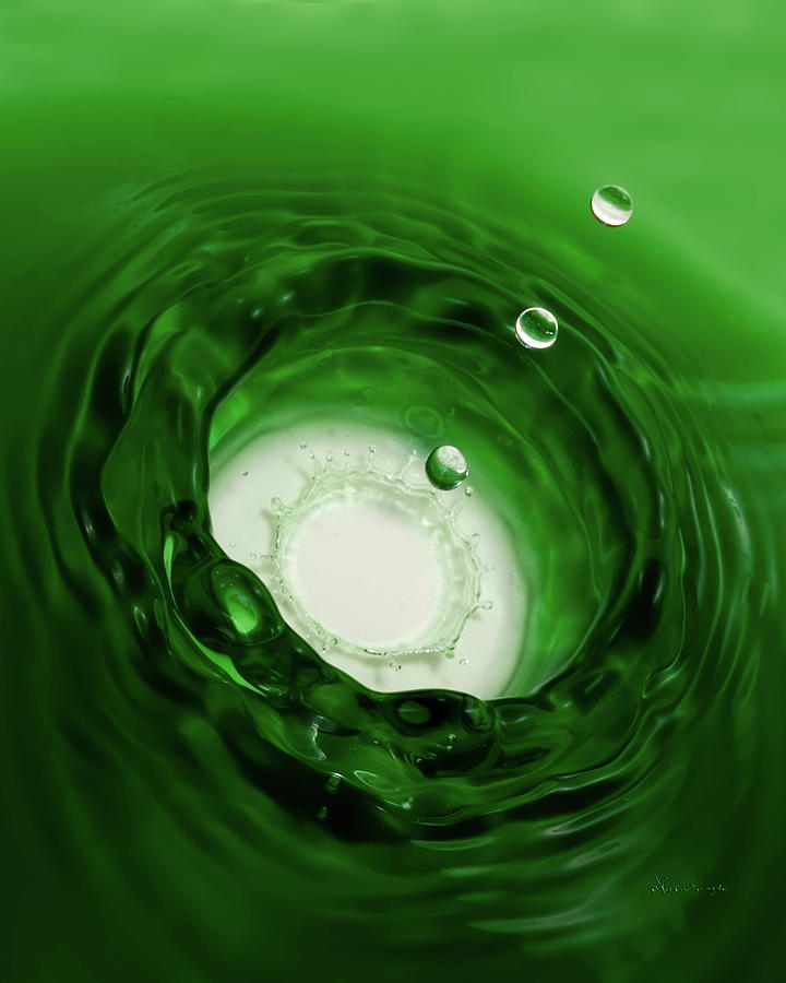 Water Drop Photograph - Emerald Drops 8x10 #1 by Vickie Szumigala
