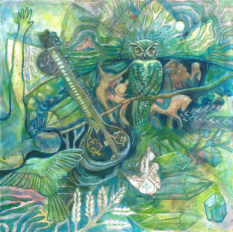 Owl Painting - Emerald Wisdom #1 by Elizabeth DAngelo