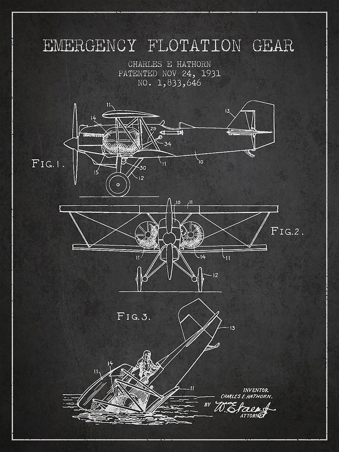 Emergency Flotation Gear Patent Drawing From 1931 Digital Art