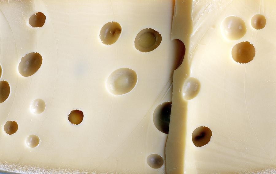 Cheese Photograph - Emmental cheese #1 by Science Photo Library