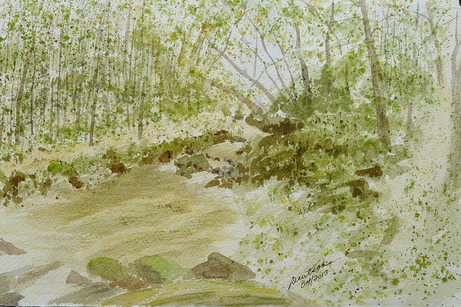 Enchanted Stream - watercolor sketch #1 Painting by Joel Deutsch