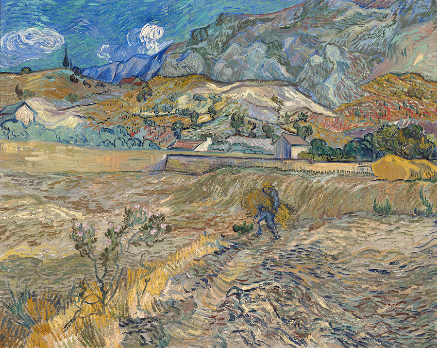 Enclosed Wheat Field with Peasant  #3 Painting by Vincent van Gogh