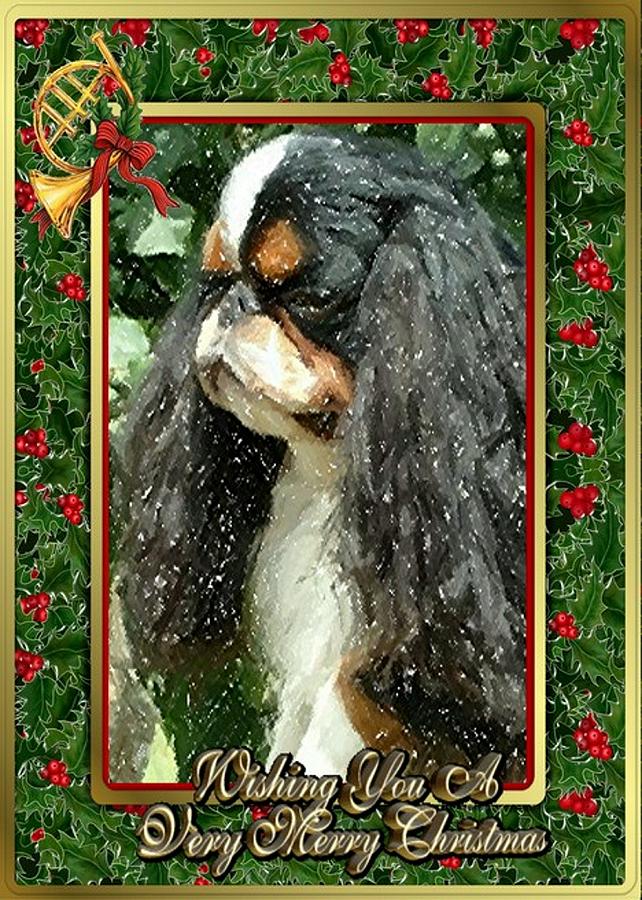 English Toy Spaniel Dog Christmas #1 Pastel by Olde Time  Mercantile