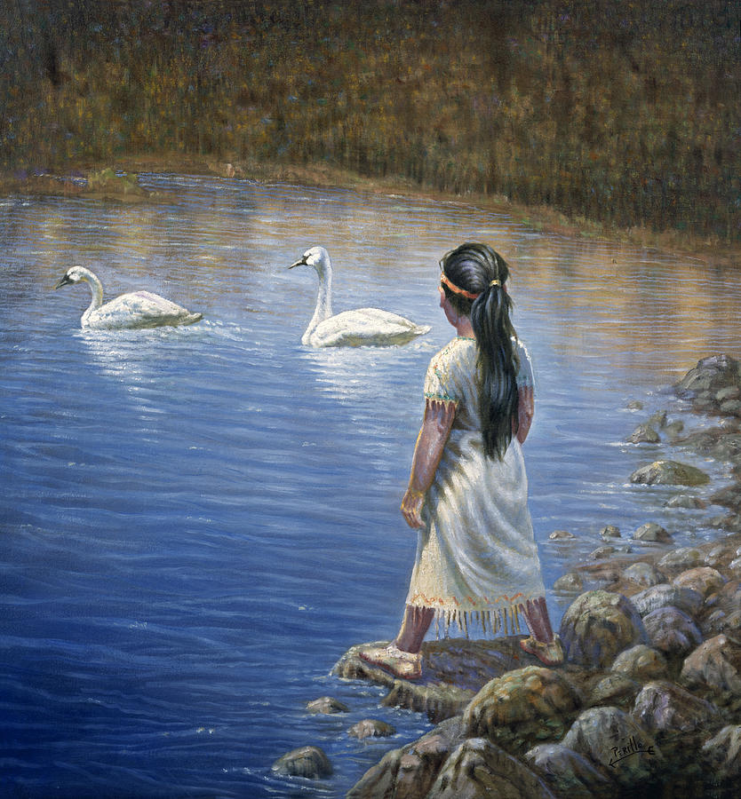 Summer Painting - Enjoying the Trumpeter Swans #2 by Gregory Perillo