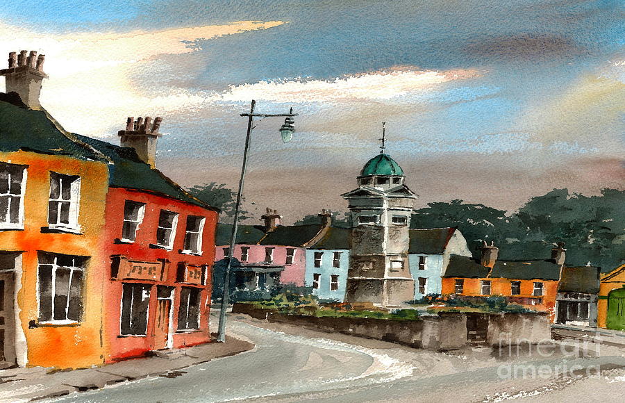 Enniskerry Village Wicklow Painting by Val Byrne