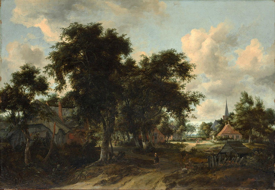 Entrance to a Village #1 Painting by Meindert Hobbema