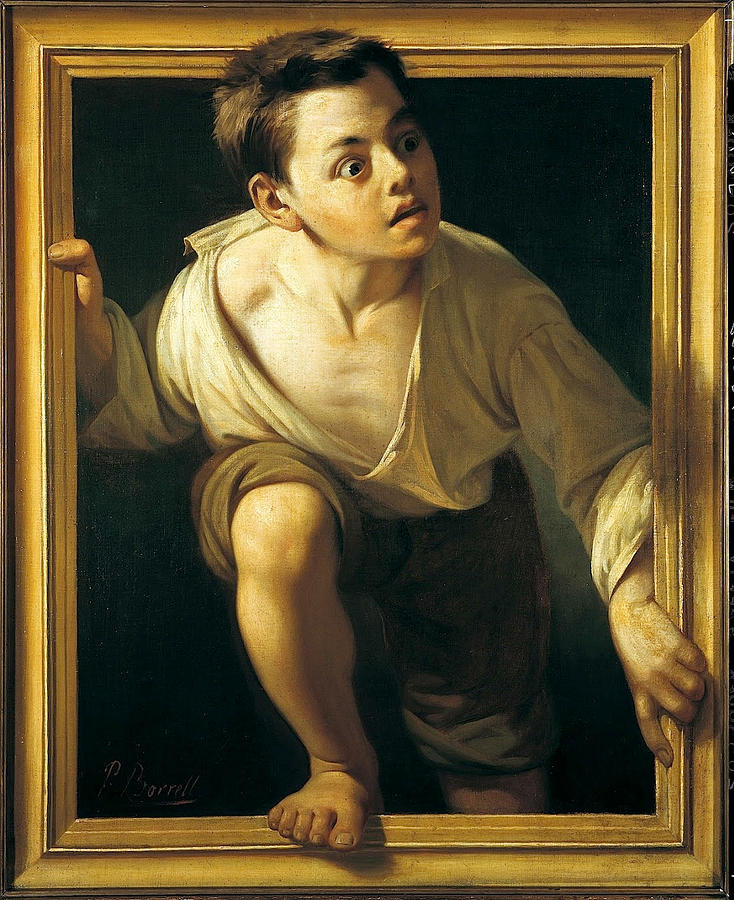 Escaping criticism #2 Painting by Pere Borrell del Caso