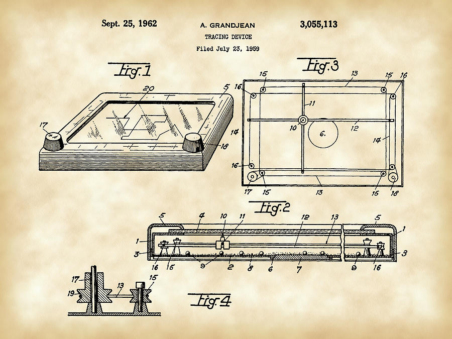 Vintage Digital Art - Etch A Sketch Patent 1959 - Vintage by Stephen Younts