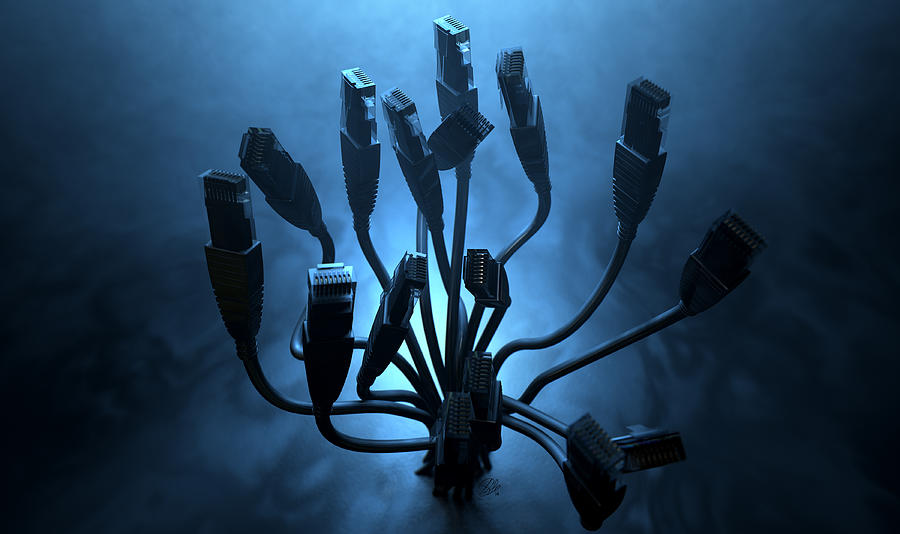 Ethernet Digital Art - Ethernet Abstract Silhouettes by Allan Swart Ethernet Digital Art - Ethernet Abstract Silhouettes by Allan Swart