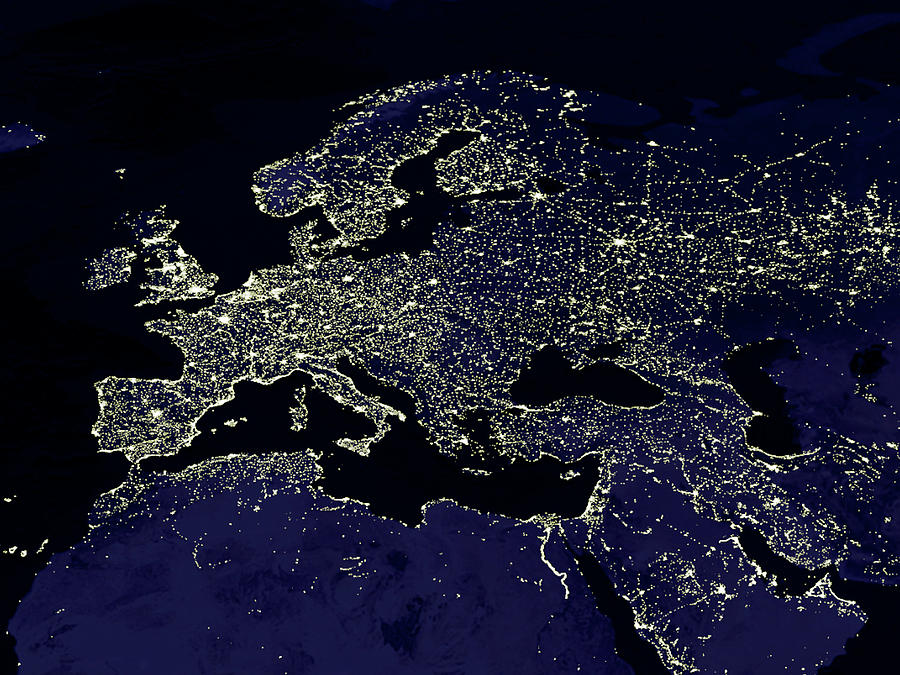 Europe At Night Photograph by Nasa