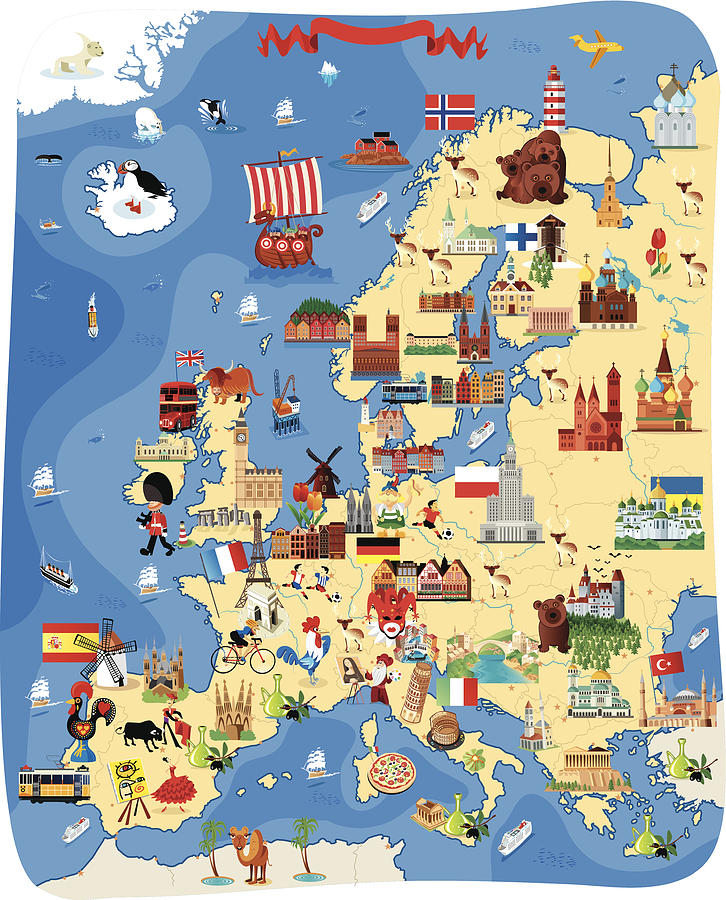 Europe Cartoon map #1 Drawing by Drmakkoy