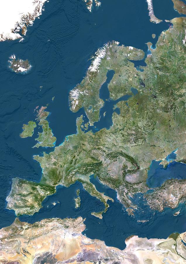 Europe, satellite image #1 Photograph by Science Photo Library