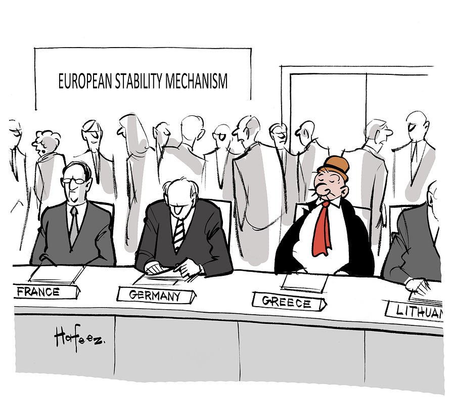 Cartoon Drawing - European Stability Mechanism #1 by Kaamran Hafeez