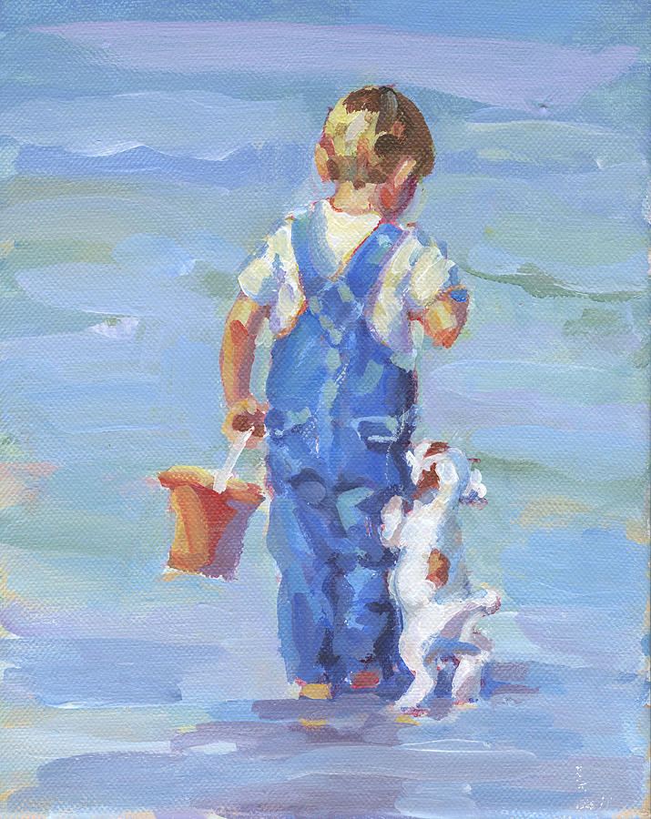 Beach Painting - Every puppy needs a boy #1 by Lucelle Raad