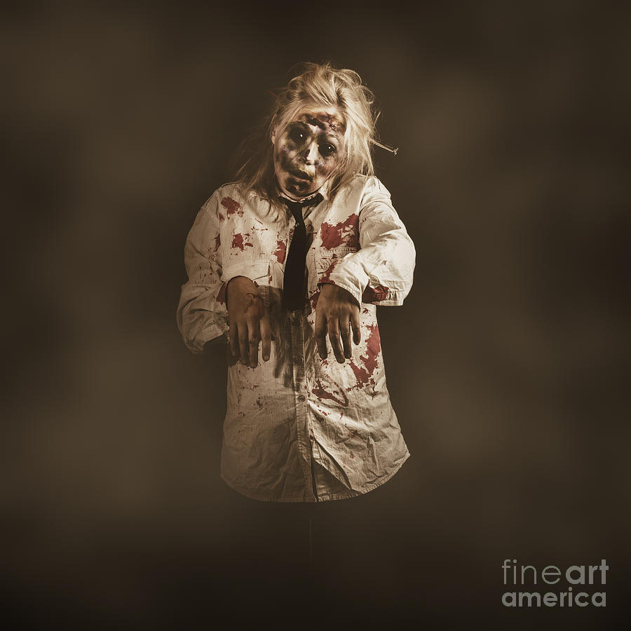 Evil zombie business woman. Mindless follower  #1 Photograph by Jorgo Photography
