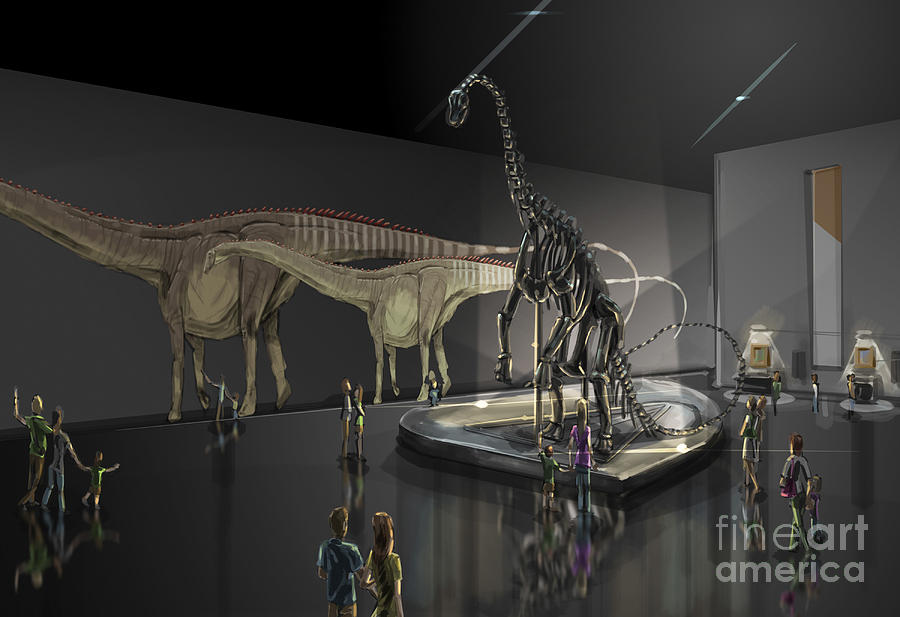 Dinosaur Digital Art - Exhibition Space Featuring Diplodocus #1 by Alice Turner