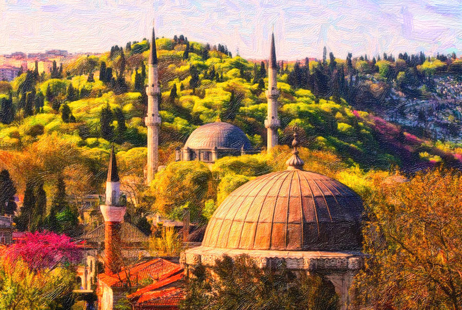 Eyup Sultan Mosque Painting by MotionAge Designs