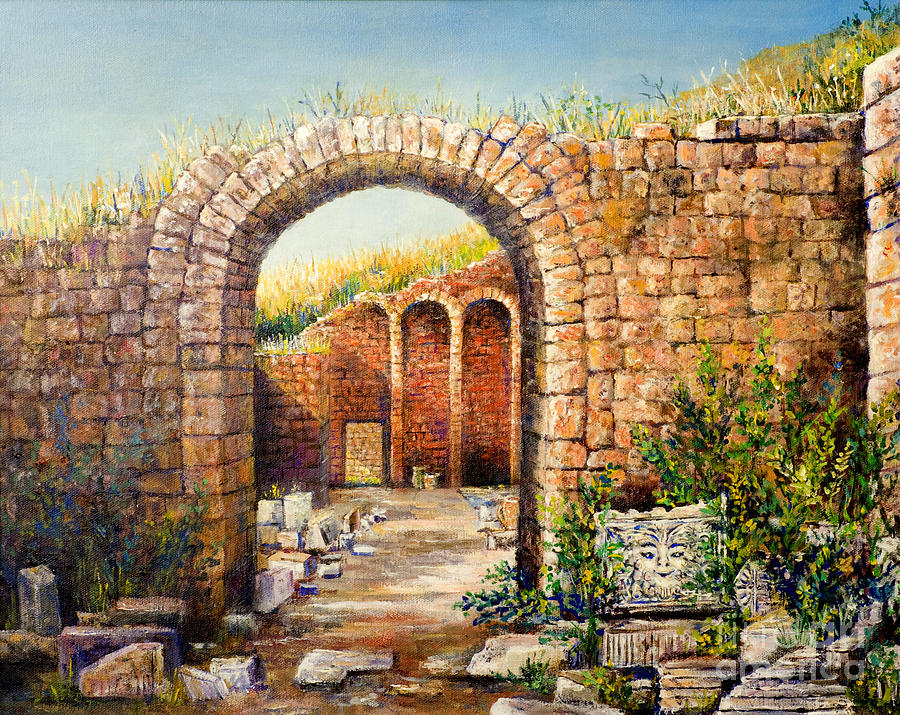 Face In Ephesus Painting by Lou Ann Bagnall