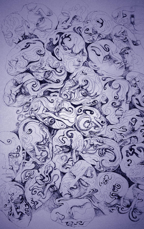 Faces Drawing - Faces #1 by Moshfegh Rakhsha
