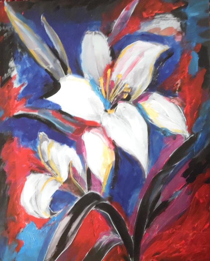 Fair Pure Fragile White Lilies Painting by Esther Newman-Cohen