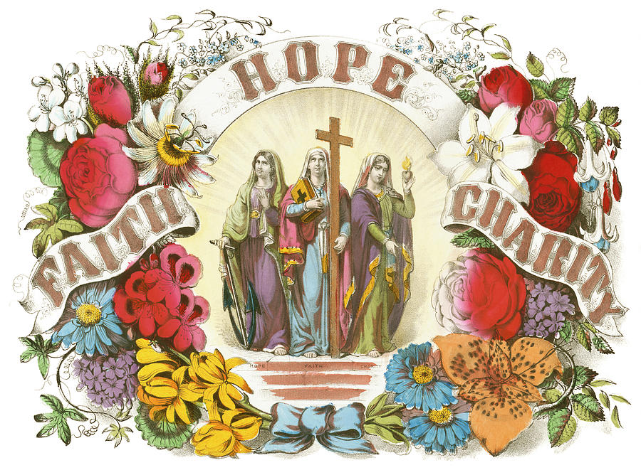 Faith, Hope, Charity, C1874 Drawing by Currier and Ives