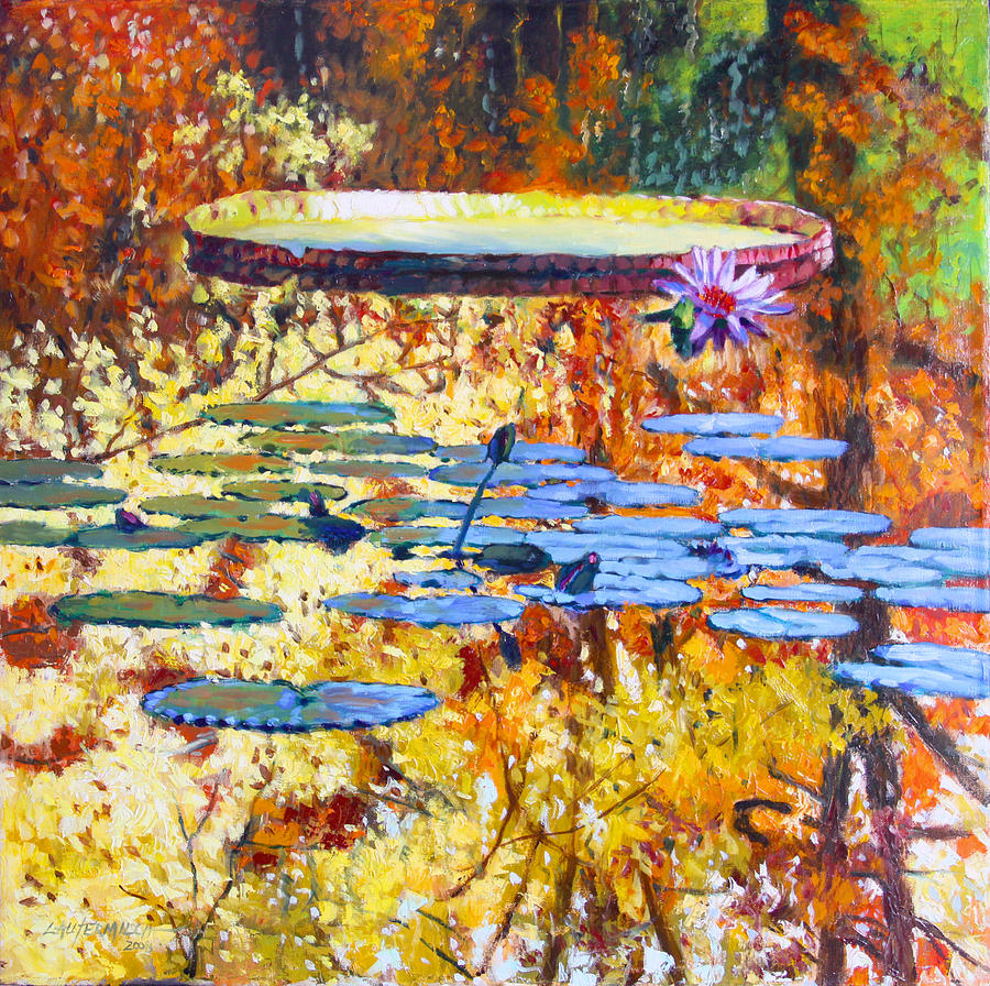 Fall Colors on the Pond #1 Painting by John Lautermilch