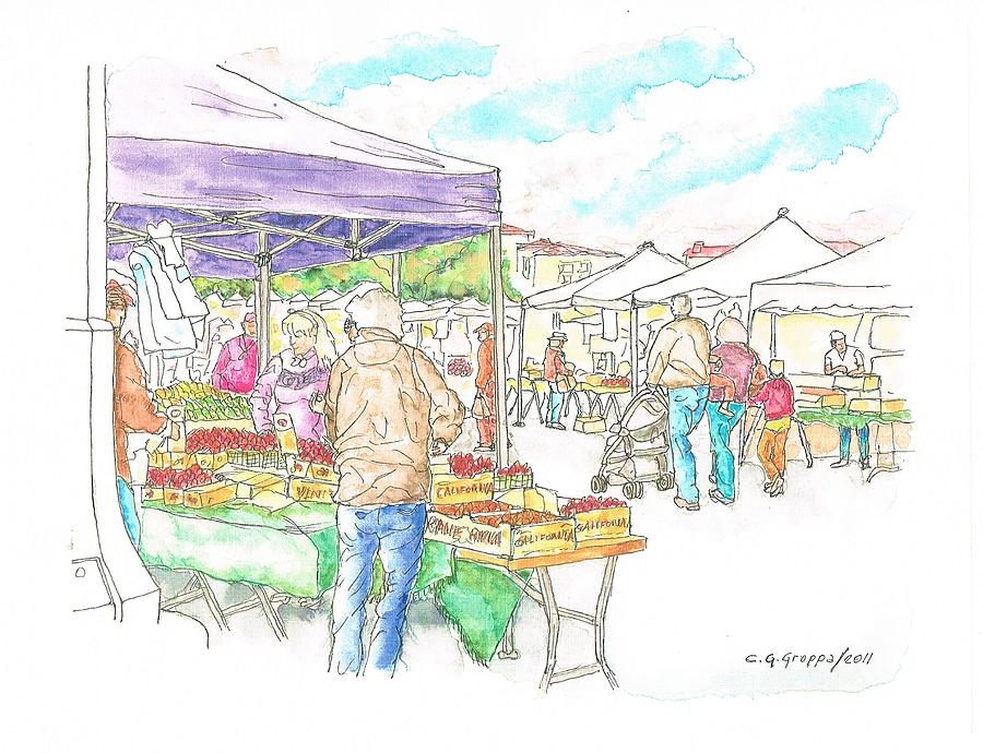 Farmers Market in Oxnard - California #1 Painting by Carlos G Groppa